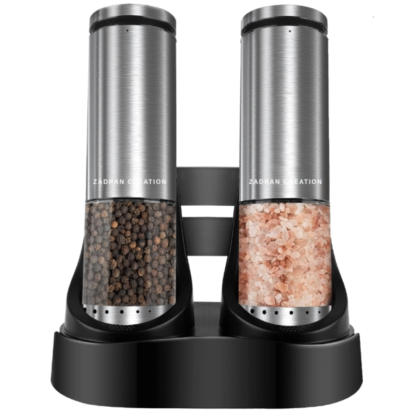 Electric Salt and Pepper Grinder Set USB Rechargeable with LED Light, Cooking Gifts